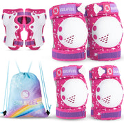 SULIFEEL Rainbow Knee Pads for Kids, Wrist Guards Knee and Elbow Pads Set